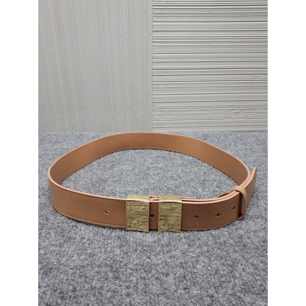 J Crew Women Belt M Brown Leather Gold Tone Buckle Surplus Comfort Formal Wear